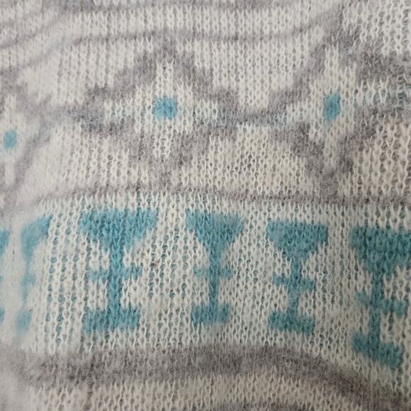 Vintage Alafoss Icewool 80's Nordic Geo Pattern Pastel Aqua Gray, Unisex - Picture 7 of 8